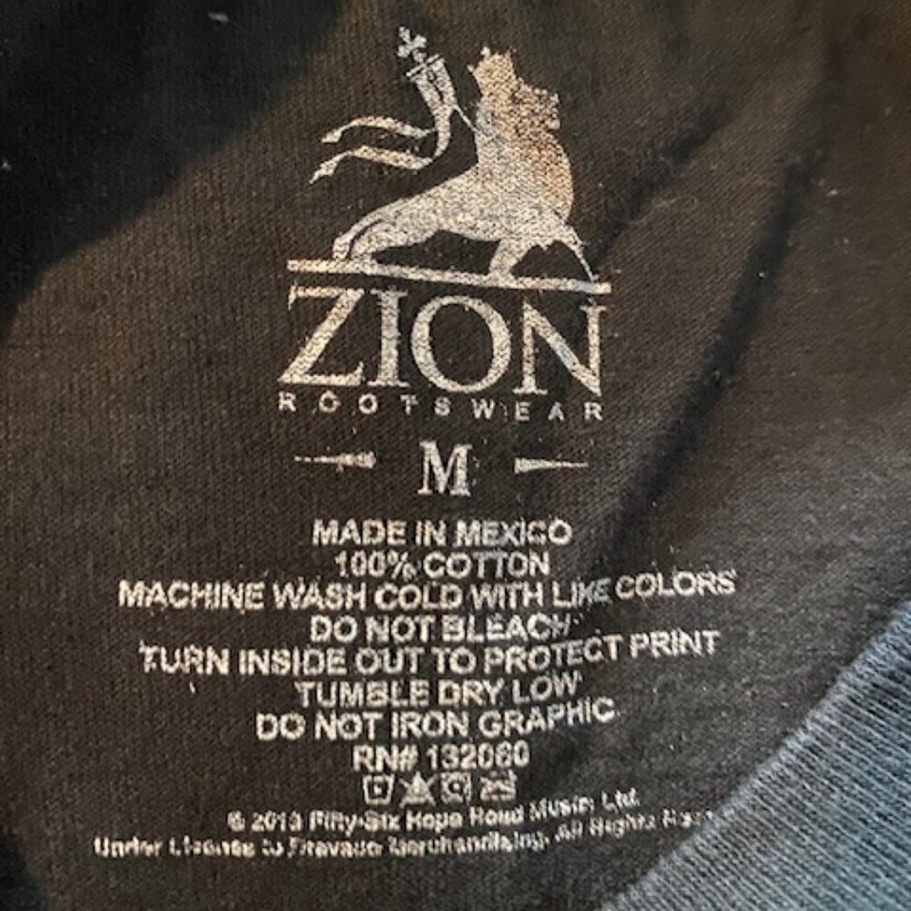 Bob Marley T-Shirt Zion Rootswear Size M - Picture 4 of 4